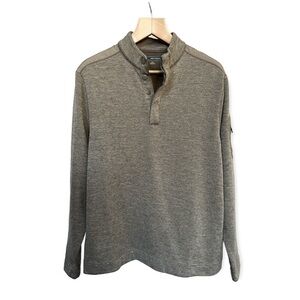 Greg Norman Men’s Tan Quarter Button Golf Pullover with Arm Pocket, Medium